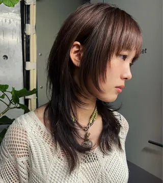 セミロング カラー ハッシュカット カシマハヤトのヘアスタイル