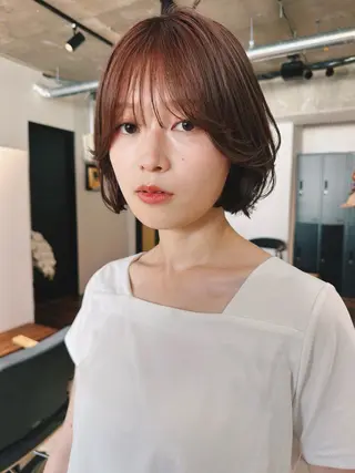 ショート カラー パーマ 🫧小顔×似合わせ× 透明感カラー🫧のヘアスタイル