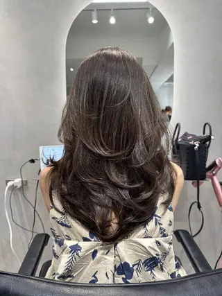 ロング ✨ハイライト/バタフ ライレイヤー/原宿✨のヘアスタイル