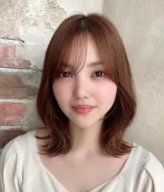 ミディアム カラー 🧡くびれヘア/前髪 顔周り🧡久原結衣のヘアスタイル