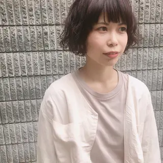 ミディアム カラー パーマ 長井 美佳のヘアスタイル