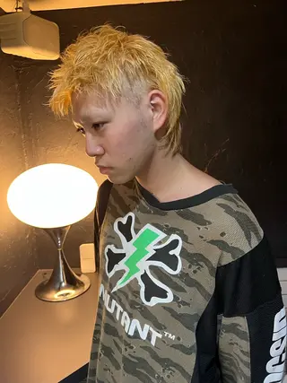 ショート カラー メンズ 退色まで透明感ある ダブルカラー/リクのヘアスタイル