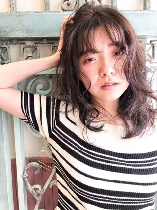 セミロング カラー パーマ ヘアアレンジ メンズ 表参道Lise おおいしおりのヘアスタイル