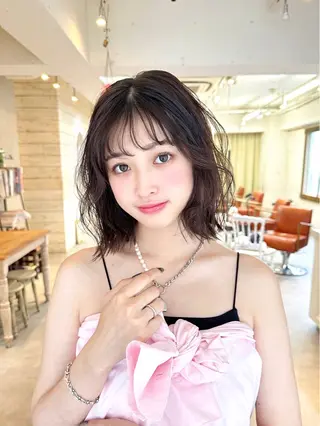 ショート カラー パーマ JYUNESU表参道所属・韓国ヘア🇰🇷🎀 透明感カラーのヘアスタイル