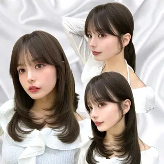 セミロング カラー 似合わせレイヤー/ 透明感カラーのヘアスタイル