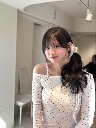 セミロング ♥️透明感×抜け感 ベージュ/佑珠♥️のヘアスタイル