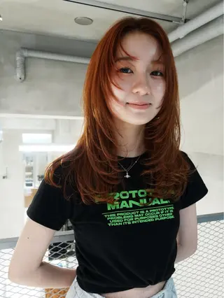 ロング カラー 🎀暖色カラー🎀 おかだみほのヘアスタイル