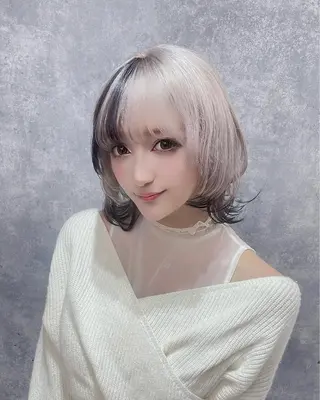 ミディアム カラー ヘアアレンジ 👑垢抜け韓国ヘア ハッシュカット唯澄のヘアスタイル