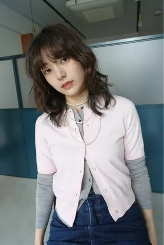 ミディアム パーマ 暖色/パーマ 🌼クニトウメイのヘアスタイル