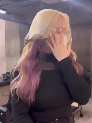 セミロング カラー 心斎橋ハイトーン特化 midori🍀のヘアスタイル