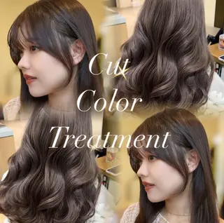 セミロング カラー 顔周りcut/ 艶ワンカラー♥ちさきのヘアスタイル