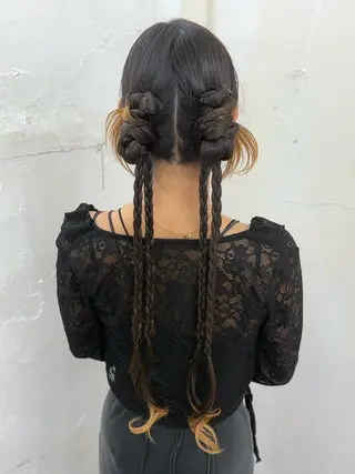 ロング ヘアアレンジ 𝙃𝘼𝙍𝙐🎀 韓国×エクステのヘアスタイル