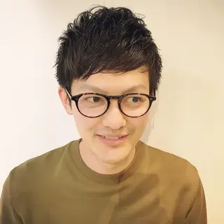 ショート カラー パーマ メンズ Lolonois池田 代表 鍜治本颯太のヘアスタイル