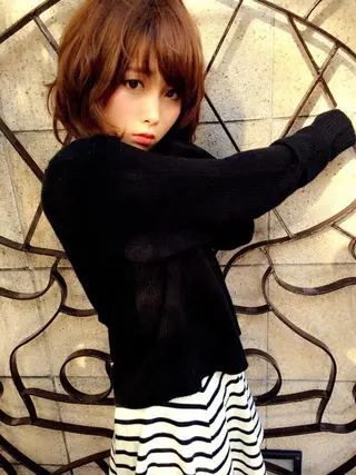 ミディアム セミロング カラー パーマ 美容室tuuli 大名店所属・tuuli トゥーリのヘアスタイル