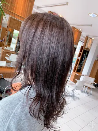 セミロング カラー 白髪ぼかしハイライト 柳川拓哉のヘアスタイル