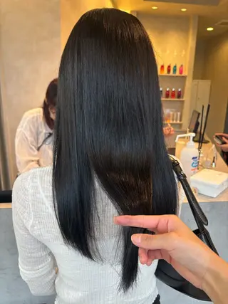 ロング カラー 顔まわりレイヤー×透 明感カラー/しずくのヘアスタイル