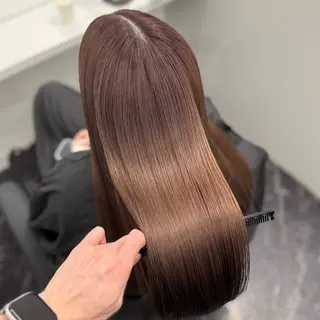 ロング パーマ ブリーチなしカラー I 髪質改善Ⅰたつやのヘアスタイル