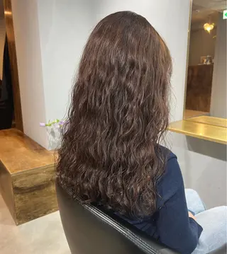 ロング カラー パーマ akane/ボブ /オリーブ/ブラウンのヘアスタイル