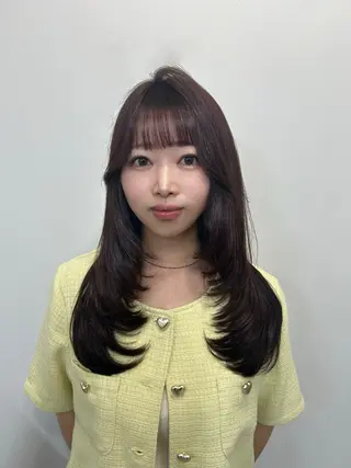 セミロング カラー sunc所属・梅田l大人韓国ヘア レイヤー×艶カラーのヘアスタイル