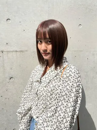 ミディアム カラー 菊地 柚乃のヘアスタイル