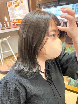 ミディアム カラー ハル🌸柔色/ ブリーチなし/艶髪のヘアスタイル