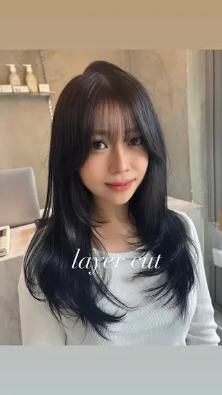 セミロング 韓国風レイヤーカット 💕髪質改善💫拓海のヘアスタイル