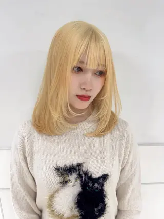 ミディアム りおな/エクステ /ミルクティーカラーのヘアスタイル