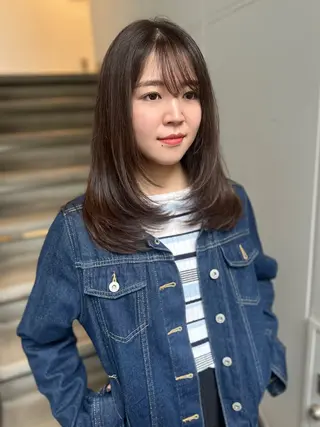 セミロング カラー パーマ ヘアアレンジ VIVIE【ヴィヴィ】所属・髪質改善/韓国風 レイヤー/田村祐樹のヘアスタイル