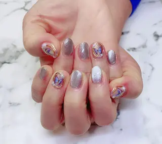 ロング カラー ネイル Q Free nailsのネイルデザイン