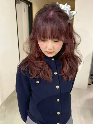 ロング カラー mizuki/ピンク ベージュ.レイヤーのヘアスタイル