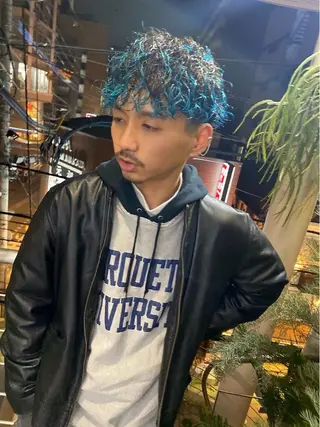 ショート カラー パーマ qiie/ワンカラー メンズカット/カラーのヘアスタイル