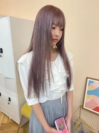 ロング カラー カットモデル/ ハイトーン/ゆうあのヘアスタイル