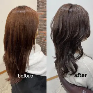 セミロング カラー ヘアアレンジ キッズ 五反田　美容院☆張 明星☆韓国ヘアのヘアスタイル