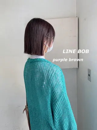 ミディアム カラー 切りっぱなしボブ ソノキユウカのヘアスタイル