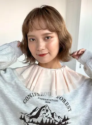 ミディアム カラー 🌷モア 🌷暖色カラー・ボブのヘアスタイル