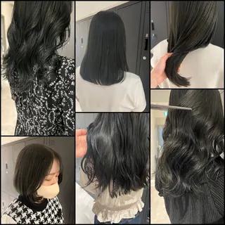 ミディアム カラー 暗髪カラー🫐パーマ おくだりんかのヘアスタイル