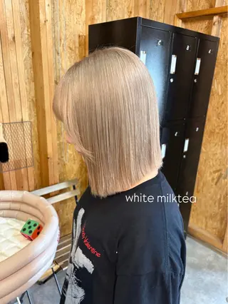 カラー まろみ暖色×ボブ ×chia🕯のヘアスタイル