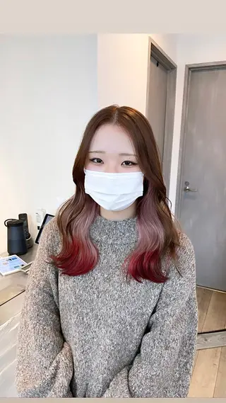 セミロング カラー 🔷ダブルカラーハイ トーン🔷櫻井走のヘアスタイル