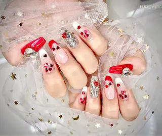 ネイル I-nailロング /ワンホン/キラキラのネイルデザイン