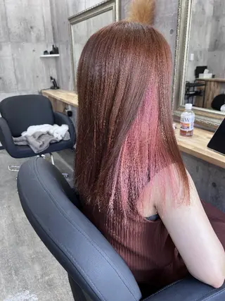 ミディアム サニーサイド大名 ダブルカラー髪質改善のヘアスタイル