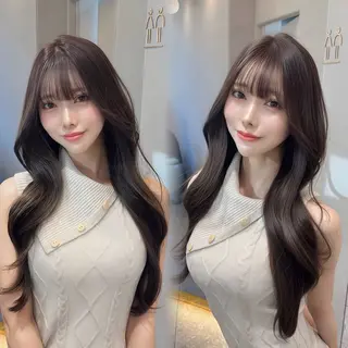 セミロング カラー 新宿/韓国風レイヤー 髪質改善/渋谷直樹のヘアスタイル