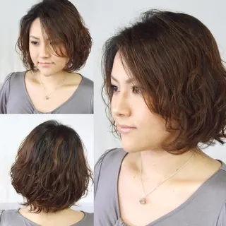 ミディアム パーマ 横田  尚登のヘアスタイル