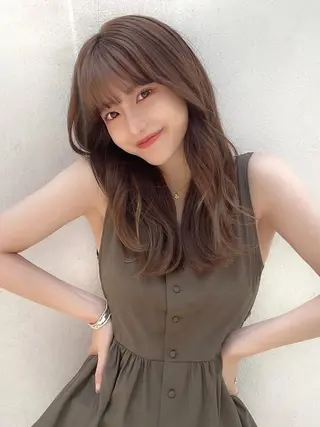 セミロング カラー 顔周り/くびれヘア 韓国ヘア💕風間るなのヘアスタイル