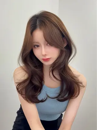 ロング カラー 韓国ヘア/レイヤー/ 顔まわり足立遥奈のヘアスタイル