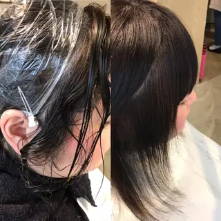 ミディアム パーマ 濱岡 恭子のヘアスタイル