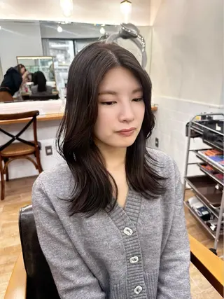 セミロング カラー パーマ ヘアアレンジ メンズ キッズ レイヤーカット 🌿透け感カラーのヘアスタイル