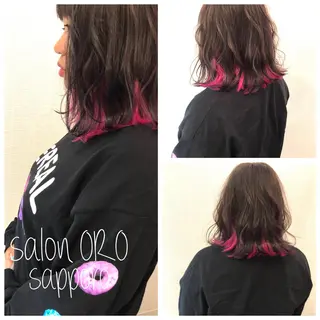 ミディアム カラー 平川 友希子のヘアスタイル