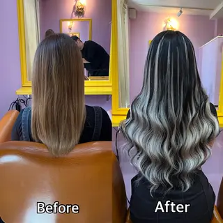 ロング シール＋ちび編み込み エクステ梅田🐨のヘアスタイル