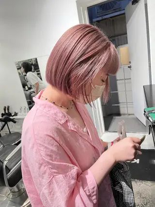 ミディアム カラー ヘアアレンジ 艶ハイトーン/ヘア アレンジAYAKAのヘアスタイル