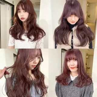 ロング カラー mizuki/ピンク ベージュ.レイヤーのヘアスタイル